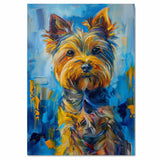 Yorkshire Terrier Dog Painting in Starry Night Style with Swirling Skies and Vibrant Van Gogh Inspired Brushwork on Ready to Hang 1.5" Thick Canvas Wrap, Floating Framed Canvas, Flat Rolled Canvas