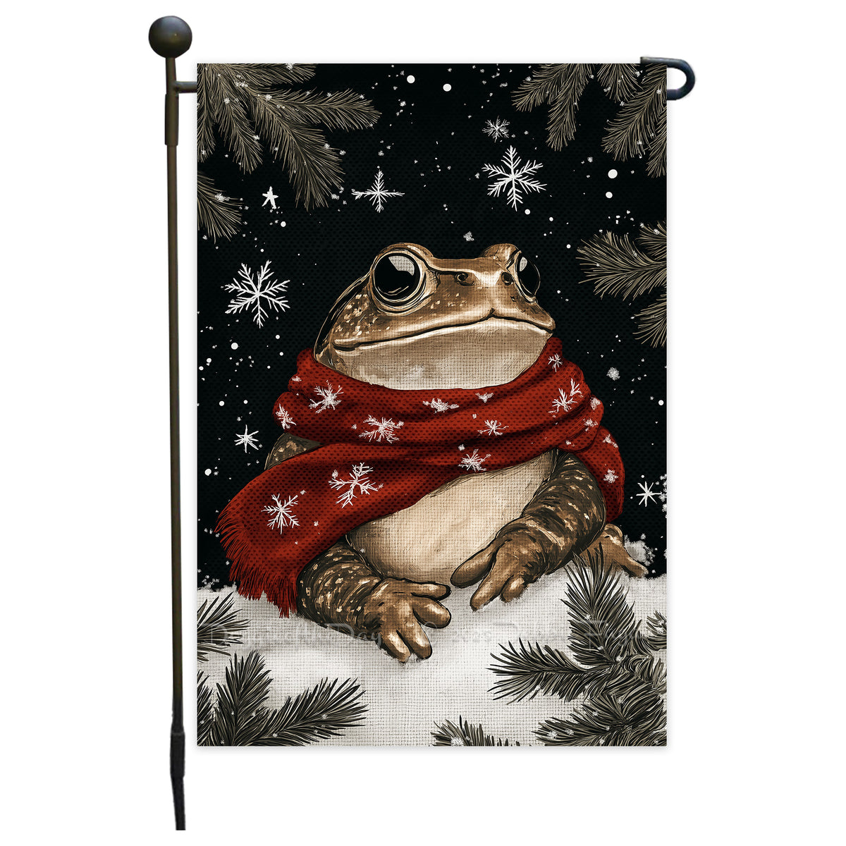 Let It Snow Bunny Garden Flag 12x18 Inch Single Side or Double Sided, Winter Rabbit with Scarf and Snowflakes Holiday Yard Outdoor Flag Decoration for Christmas Bunny Patio Decor