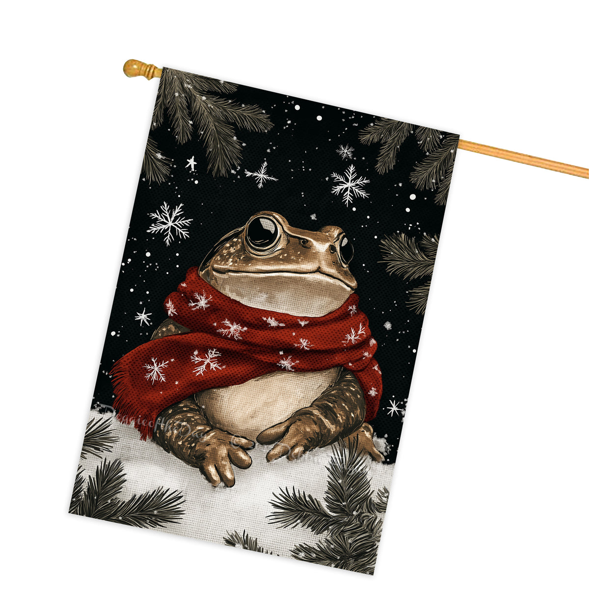 Bunny Christmas Outdoor Flag, Winter Rabbit with Scarf and Snowflakes Holiday Decor for Garden Yard Porch Patio