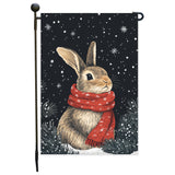 Bunny Decor Christmas Winter Garden Flag 12x18 Inch Single Side or Double Sided Rabbit Yard Decorations For Xmas Holiday Lawn Party Décor Gifts for Farmhouse