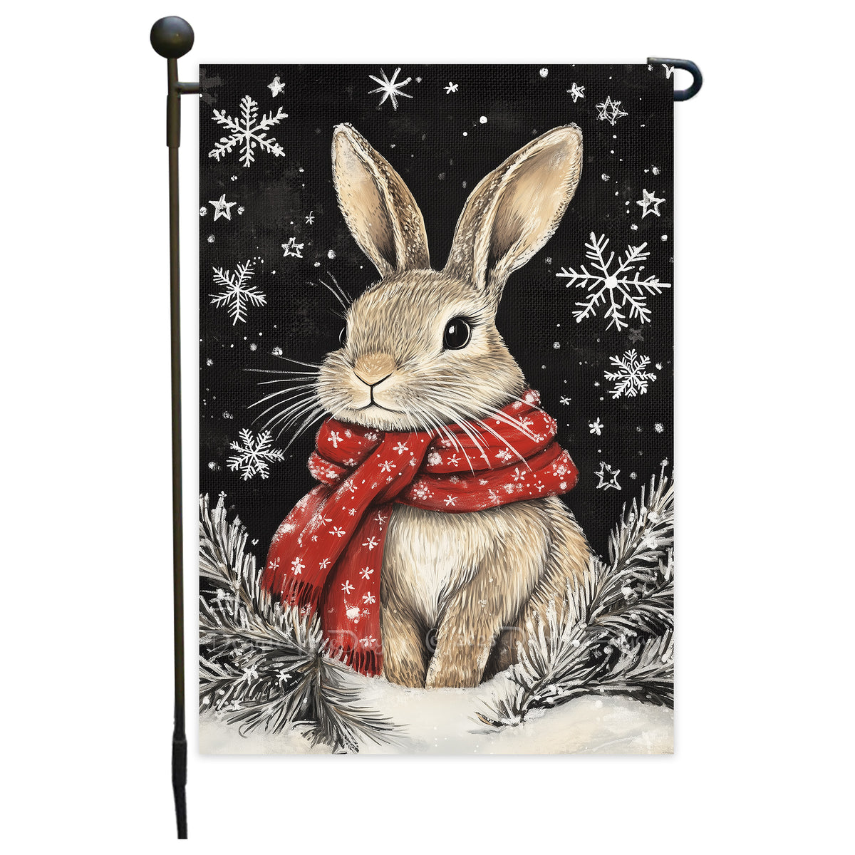 Cow with Scarf Winter Christmas Garden Flag 12x18 Inch Single Side or Double Sidedd Snowing Yard Flag Farmhouse Winter Outdoor Yard Decoration for Xmas Holiday Snowflake Seasonal House Decor Banner