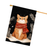 Dog with Red Scarf Christmas House Flag Double Sided 28x40 Inch Winter Snow Outdoor Flag Farmhouse Holiday Decoration for Front Porch Yard Home