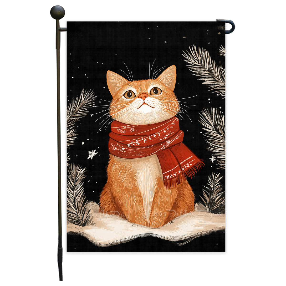 Dog with Red Scarf and Snowflakes Christmas Garden Flag 12x18 Inch Single Side or Double Sidedd Snow Winter Yard Flag for Farmhouse Outdoor Yard Porch Lawn Banner