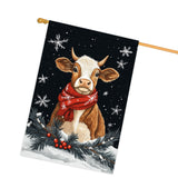 Winter Giraffe with Red Scarf Christmas House Flag Double Sided 28x40 Inch Snow Farmhouse Outdoor Flag for Front Porch Yard Holiday Decor