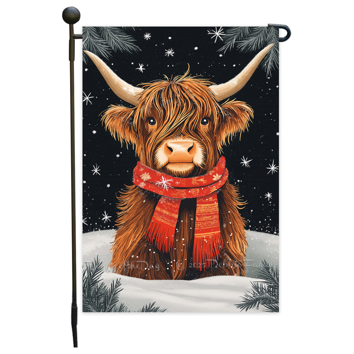 Horse with Red Scarf Christmas Garden Flag 12x18 Inch Single Side or Double Sidedd Winter Snow Yard Flag Farmhouse Outdoor Decorative Banner for Patio Lawn