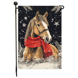 Winter Lamb With Red Scraf Christmas Garden Flag 12x18 Inch Single Side or Double Sidedd Snow Winter Animals Yard Flag Holiday Yard Decoration for Farmhouse Snowflake Lamb Banner