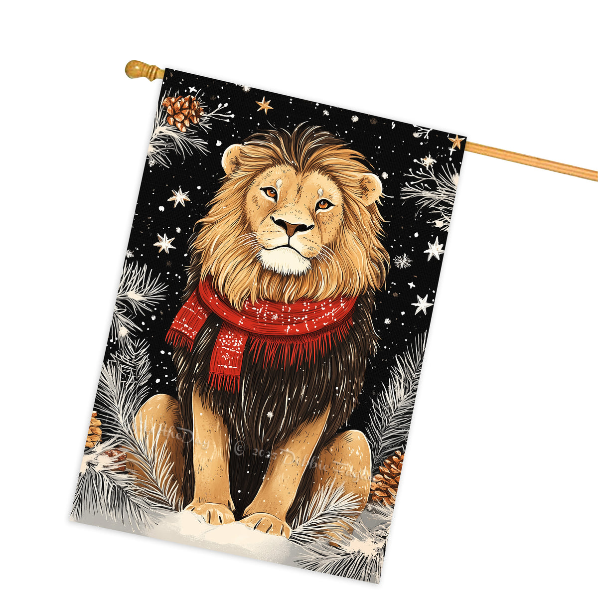 Let It Snow Pig House Flag 28x40 Inch Double Sided Outdoor Christmas Flag, Pig with Red Scarf Farmhouse Winter Porch Yard Banner, Holiday Decor for Pig Lovers