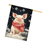 Winter Squirrel House Flag 28x40 Inch Double Sided Outdoor Christmas Flag, Cute Squirrel with Red Scarf Farmhouse Holiday Porch Yard Banner