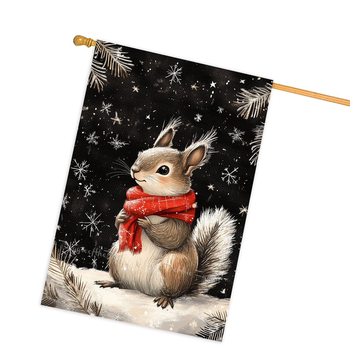 Christmas Frog House Flag 28x40 Inch Single Sided Outdoor Holiday Flag, Cute Frog with Snowflakes Farmhouse Winter Porch Yard Banner