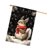 Christmas Frog House Flag 28x40 Inch Single Sided Outdoor Holiday Flag, Cute Frog with Snowflakes Farmhouse Winter Porch Yard Banner