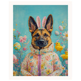 Whimsical Easter: Belgian Malinois Sporting a Colorful Holiday Costume on Ready to Hang 1.5" Thick Canvas Wrap, Floating Framed Canvas, Flat Rolled Canvas