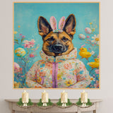Whimsical Easter: Belgian Malinois Sporting a Colorful Holiday Costume on Ready to Hang 1.5" Thick Canvas Wrap, Floating Framed Canvas, Flat Rolled Canvas