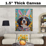 Easter Elegance: Bernese Mountain Dog Dressed in a Playful Holiday Ensemble on Ready to Hang 1.5" Thick Canvas Wrap, Floating Framed Canvas, Flat Rolled Canvas