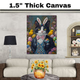 Festive Whiskers: Black and White Tuxedo Cat Showcasing a Stylish Easter Attire on Ready to Hang 1.5" Thick Canvas Wrap, Floating Framed Canvas, Flat Rolled Canvas