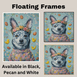Festive Paws: Blue Heeler Showcasing a Cheerful Easter Look on High-Quality Canvas Wrap, Framed Print, or Rolled Artwork