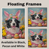 Easter Delight: Border Collie Posing in a Colorful Holiday Outfit on Artistic Canvas Wrap, Framed Print, or Rolled Artwork