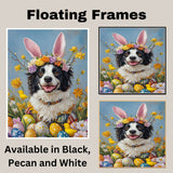 Hoppy Moments: Border Collie Showing Off a Charming Easter Ensemble on Decorative Canvas Wrap, Framed Print, or Rolled Artwork
