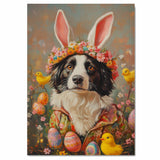 Springtime Magic: Border Collie Sporting a Playful Easter Attire on High-Quality Canvas Wrap, Framed Print, or Rolled Artwork