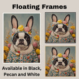 Hoppy Easter: Boston Terrier Showing Off a Playful Holiday Ensemble on Decorative Canvas Wrap, Framed Print, or Rolled Artwork