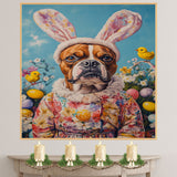 Springtime Fun: Boxer Dog Sporting a Delightful Easter Look on High-Quality Canvas Wrap, Framed Print, or Rolled Artwork