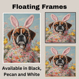 Spring Whimsy: Boxer Dog Dressed in a Cheerful Easter Costume on Premium Canvas Wrap, Framed Print, or Rolled Artwork