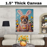 Springtime Fun: Boxer Dog Sporting a Delightful Easter Look on High-Quality Canvas Wrap, Framed Print, or Rolled Artwork