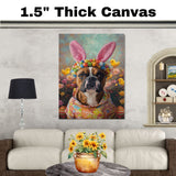 Easter Charm: Boxer Dog Posing in a Festive Spring Outfit on Artistic Canvas Wrap, Framed Print, or Rolled Artwork