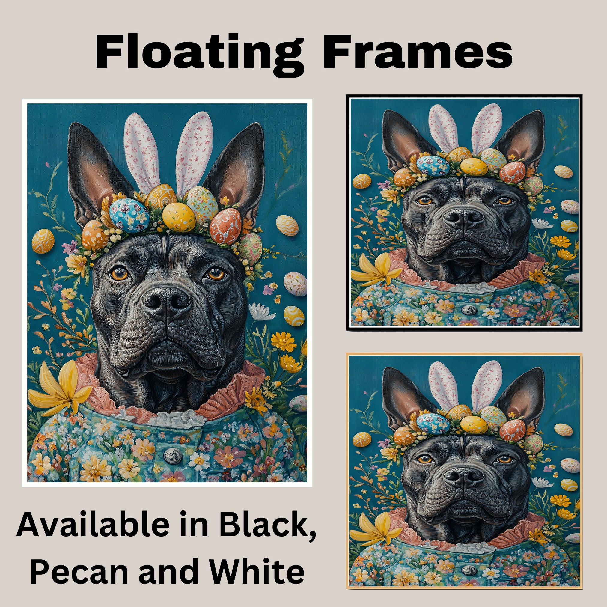 Easter Bliss: Cane Corso Showcasing a Festive Spring Look on Premium Canvas Wrap, Framed Print, or Rolled Artwork