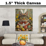 Paws and Petals: Elegant Cat Styled in a Cheerful Spring Attire on Canvas Wrap, Framed Print, or Rolled Artwork