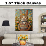 Springtime Whiskers: Playful Cat in a Cheerful Holiday Costume on Canvas Wrap, Framed Print, or Rolled Artwork