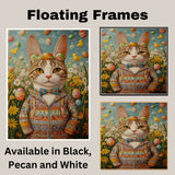 Springtime Whiskers: Playful Cat in a Cheerful Holiday Costume on Canvas Wrap, Framed Print, or Rolled Artwork