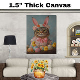 Springtime Purrfection: Cute Cat Showing Off a Seasonal Outfit on Canvas Wrap, Framed Print, or Rolled Artwork