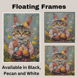 Whiskers in Wonderland: Charming Cat Dressed for a Joyful Springtime Occasion on Canvas Wrap, Framed Print, or Rolled Artwork