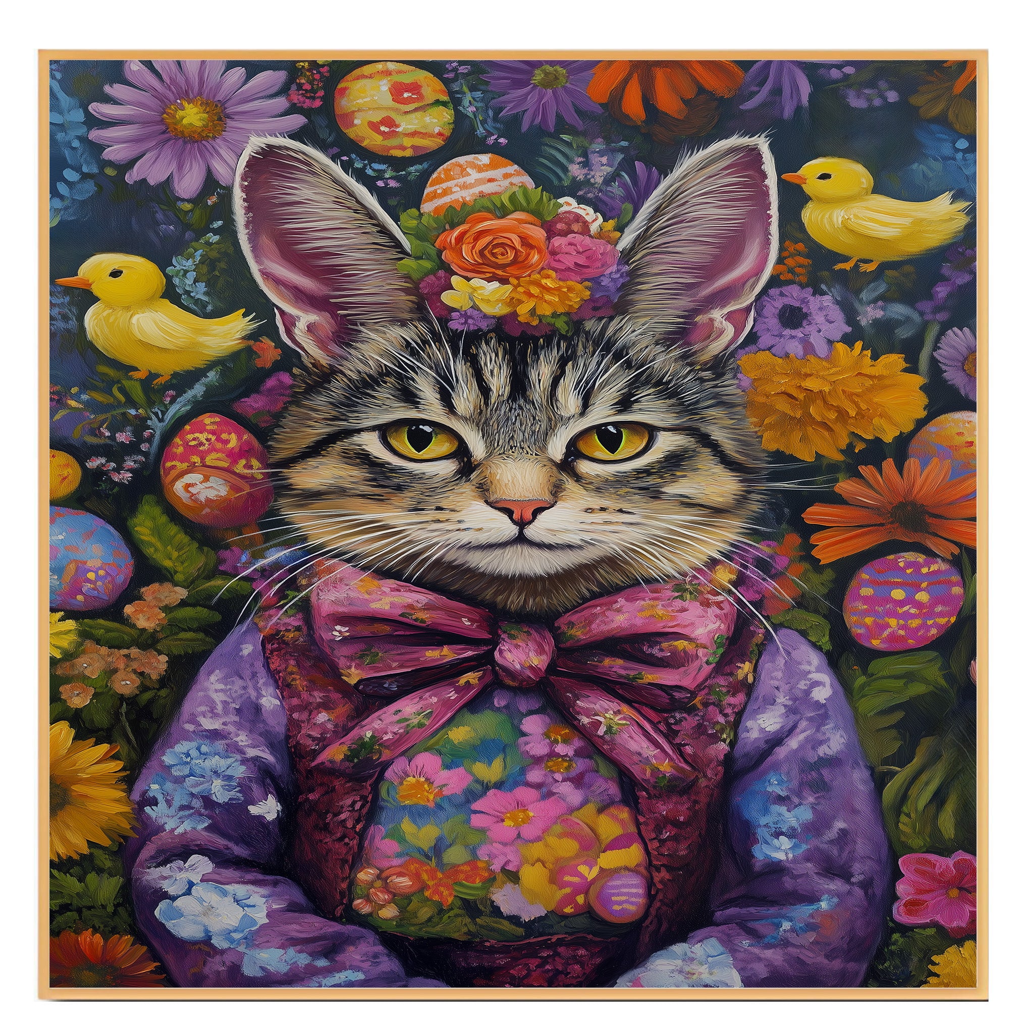 Bunny-Eared Beauty: Playful Cat Dressed for a Festive Spring Celebration on Canvas Wrap, Framed Print, or Rolled Artwork
