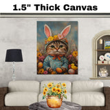 Easter Delight: Stylish Cat Dressed in a Cheerful Spring Ensemble on Artistic Canvas Wrap, Framed Print, or Rolled Artwork