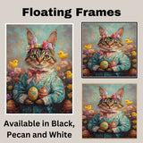 Springtime Whiskers: Cat Posing in a Festive Holiday Look on Premium Canvas Wrap, Framed Print, or Rolled Artwork