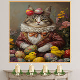 Hoppy Kitty: Adorable Cat Dressed in a Festive Spring Costume on Canvas Wrap, Framed Print, or Rolled Artwork