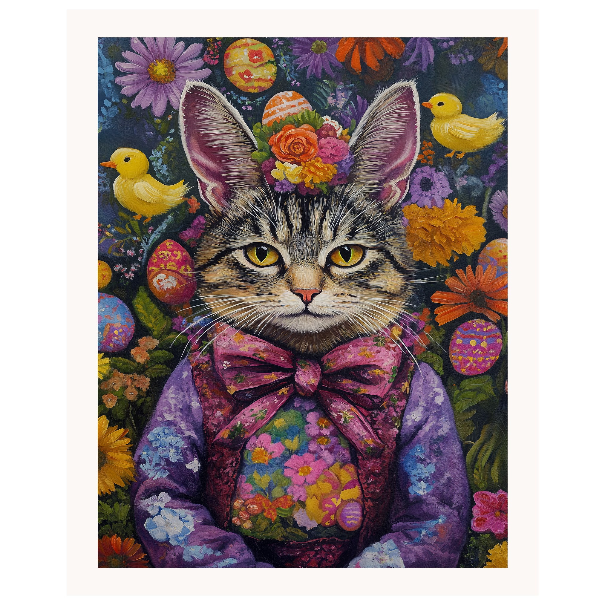 Bunny-Eared Beauty: Playful Cat Dressed for a Festive Spring Celebration on Canvas Wrap, Framed Print, or Rolled Artwork