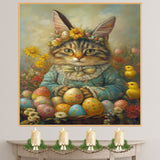 Feline Festivities: Cute Cat Ready for a Springtime Celebration on Canvas Wrap, Framed Print, or Rolled Artwork