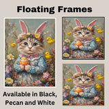 Pastel Paws: Stylish Cat Posing in a Charming Holiday Ensemble on Canvas Wrap, Framed Print, or Rolled Artwork
