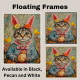 Festive Feline: Adorable Cat Showing Off a Playful Springtime Look on Decorative Canvas Wrap, Framed Print, or Rolled Artwork