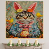Festive Feline: Adorable Cat Showing Off a Playful Springtime Look on Decorative Canvas Wrap, Framed Print, or Rolled Artwork
