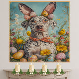 Festive Paws: Catahoula Leopard Dog Dressed for a Cheerful Spring Celebration on Canvas Wrap, Framed Print, or Rolled Artwork