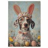 Colorful Canine: Catahoula Leopard Dog in a Charming Springtime Ensemble on Gallery Wrap, Framed Artwork, or Rolled Print