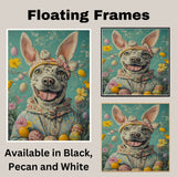 Festive Pup: Catahoula Leopard Dog Dressed for Spring Celebration on Canvas Wrap, Framed Print, or Rolled Artwork