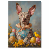 Springtime Charm: Catahoula Leopard Dog in Seasonal Attire on Canvas, Framed Print, or Rolled Art
