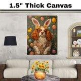 Spring Charm: Cavalier King Charles Spaniel Dressed for the Season on Premium Canvas Wrap, Framed Print, or Rolled Artwork