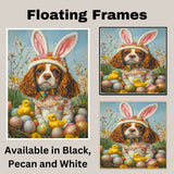 Springtime Charm: Cavalier King Charles Spaniel in a Festive Holiday Attire on Canvas, Framed Print, or Rolled Art