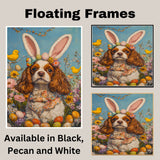 Regal Springtime: Cavalier King Charles Spaniel in Festive Holiday Attire on High-Quality Canvas or Framed Print