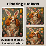 Spring Charm: Cavalier King Charles Spaniel Dressed for the Season on Premium Canvas Wrap, Framed Print, or Rolled Artwork